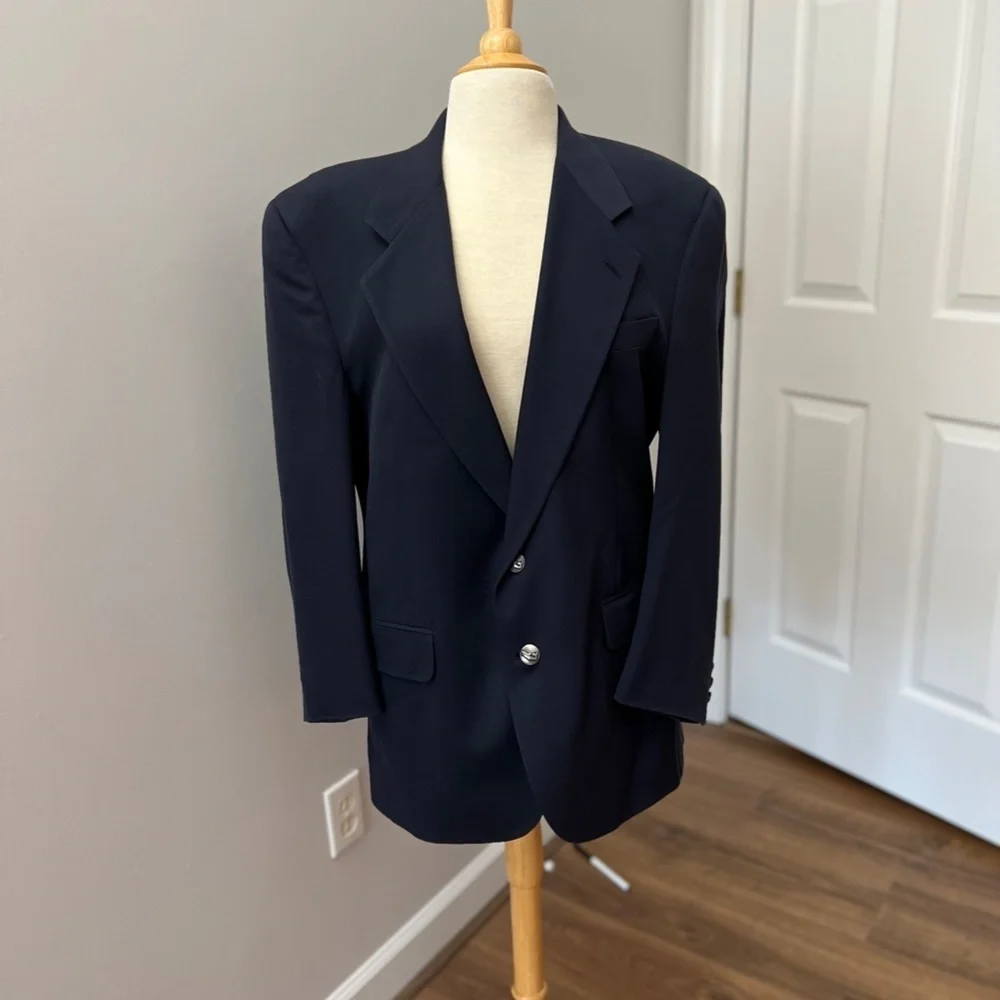 Nicole Miller Vintage Navy Wool Suit Jacket Blazer Sport Coat Sz 40R